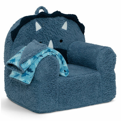 Delta Children 2-Piece Cozee Dinosaur Animal Chair & Plush Blanket Blue
