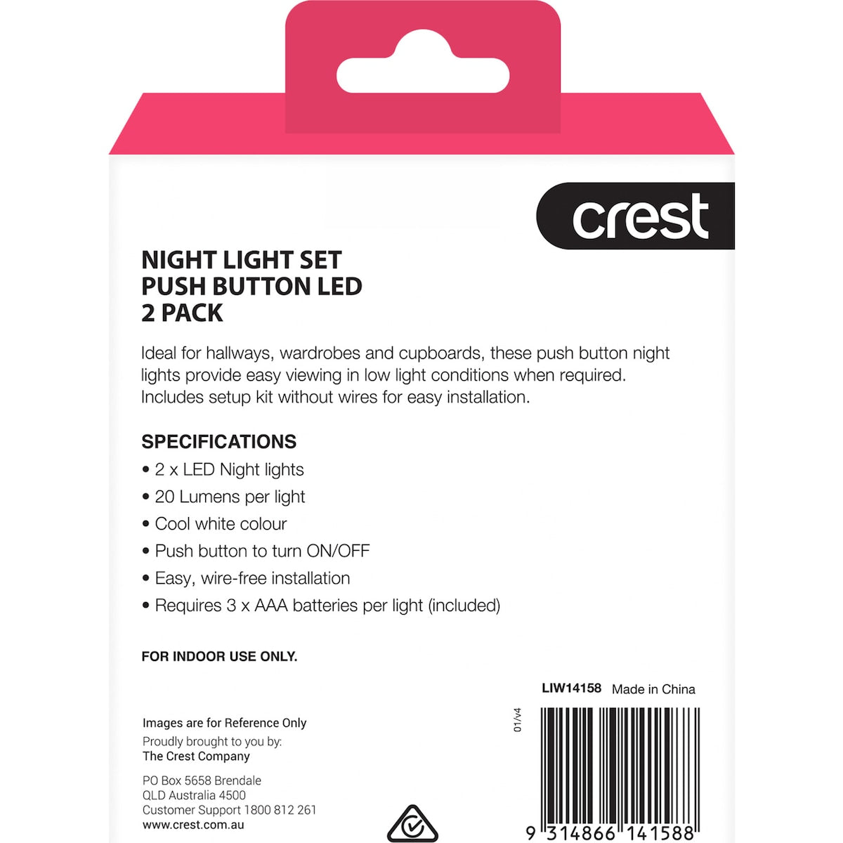 Crest Night Light Set Push Button LED 2 pack