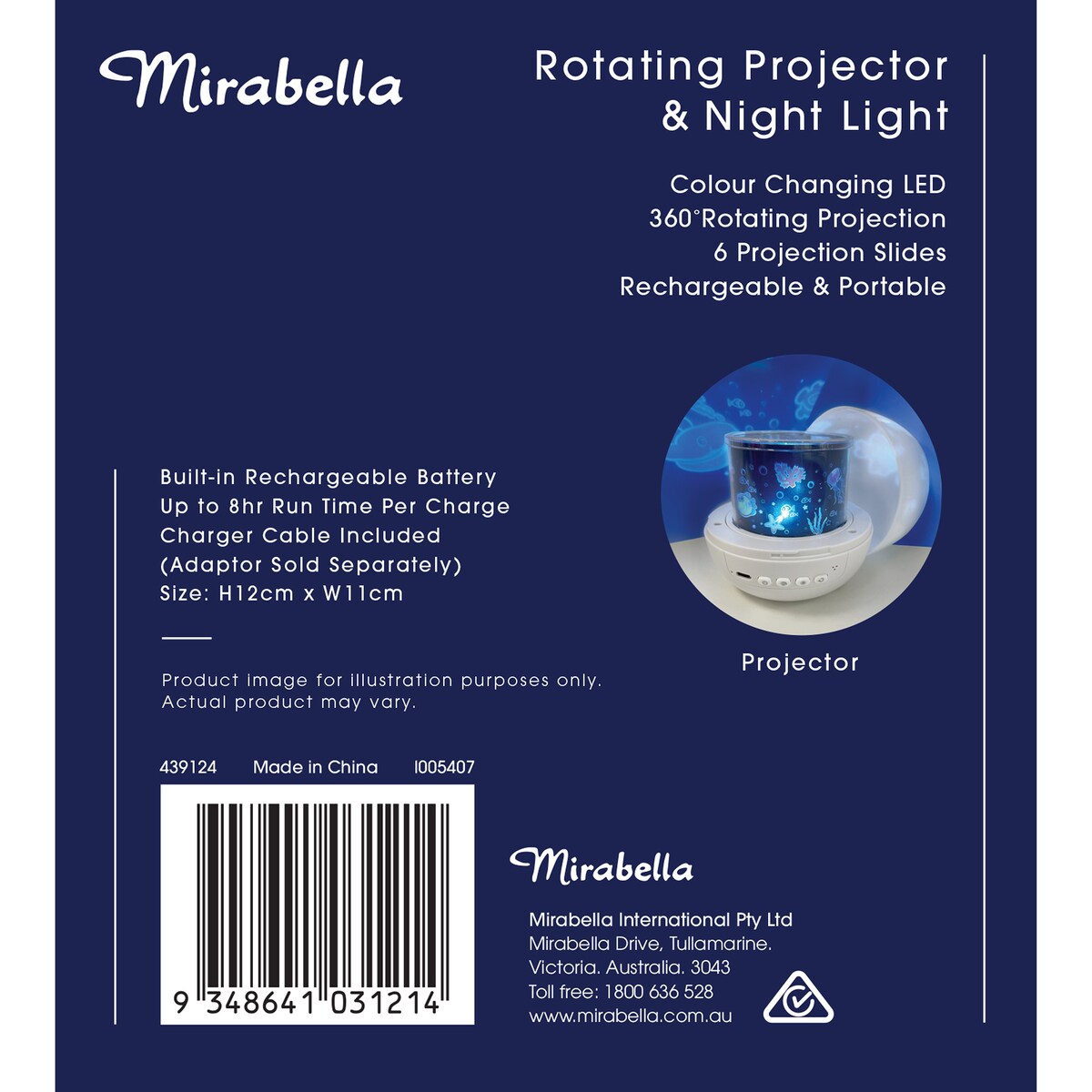 Mirabella Rotating Projector & Night Light each