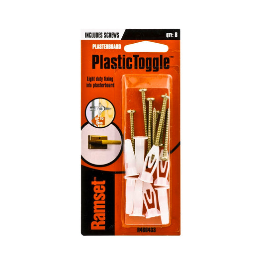 Ramset Plastic Toggle - 8 x 12mm - 8 Pack