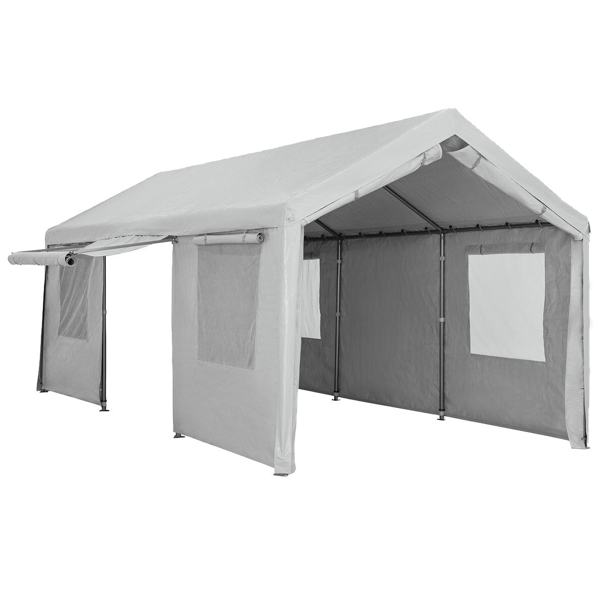 Car Canopy Grey Heavy Duty Powder Coated Steel Frame 3 x 6m
