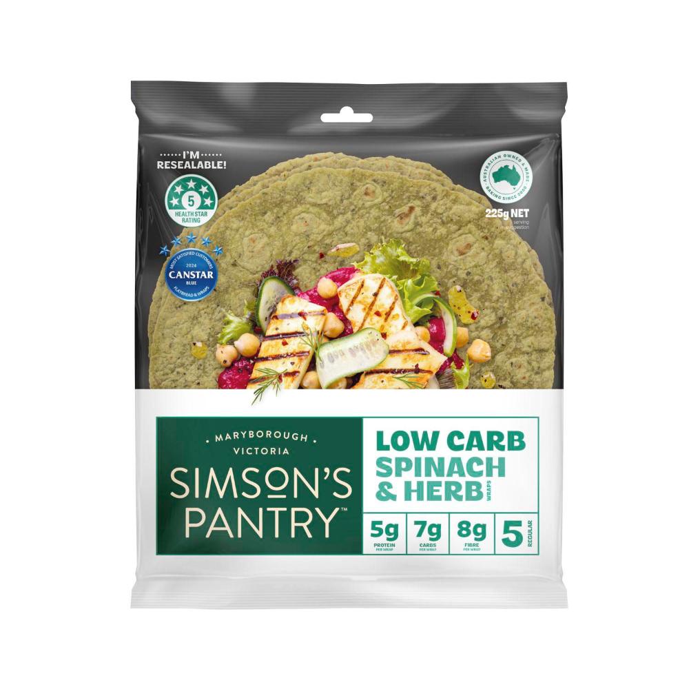 Simson's Pantry Low Carb Spinach And Herb 5 Pack - 210g