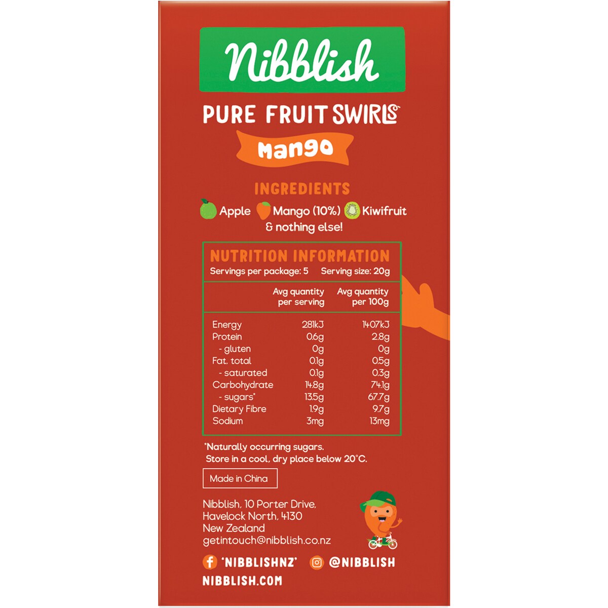 Nibblish Pure Fruit Swirls Mango 100g