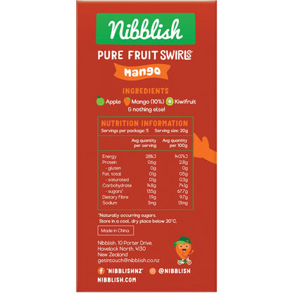 Nibblish Pure Fruit Swirls Mango 100g