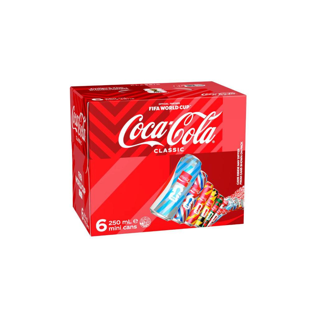 Coca-Cola assic Soft Drink Multipack Mini Cans 6x250ml