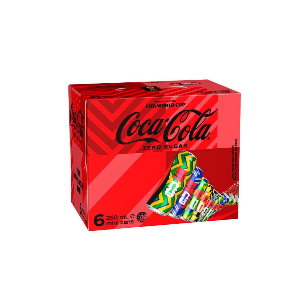 Coca-Cola Zero Sugar Soft Drink Multipack Mini Cans 6x250ml