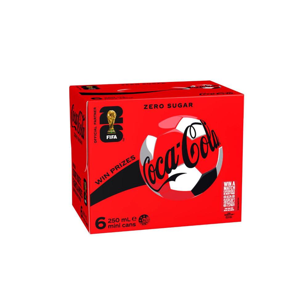 Coca-Cola Zero Sugar Soft Drink Multipack Mini Cans 6x250ml