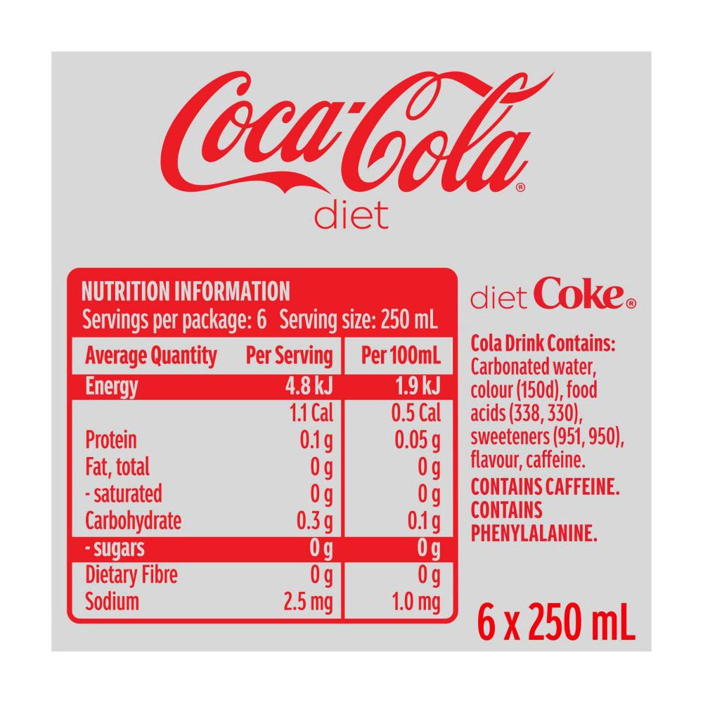 Coca-Cola Diet Soft Drink 6x250ml