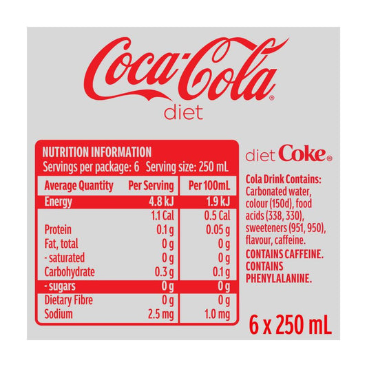 Coca-Cola Diet Soft Drink 6x250ml