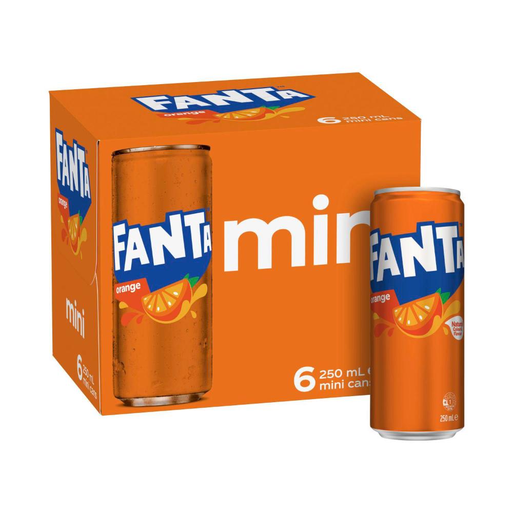 Fanta Orange Soft Drink Multipack Mini Cans 6x250ml - 6 pack