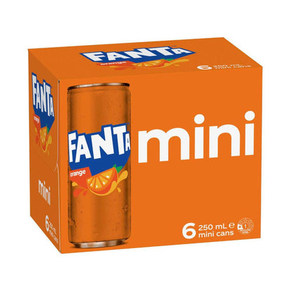 Fanta Orange Soft Drink Multipack Mini Cans 6x250ml - 6 pack