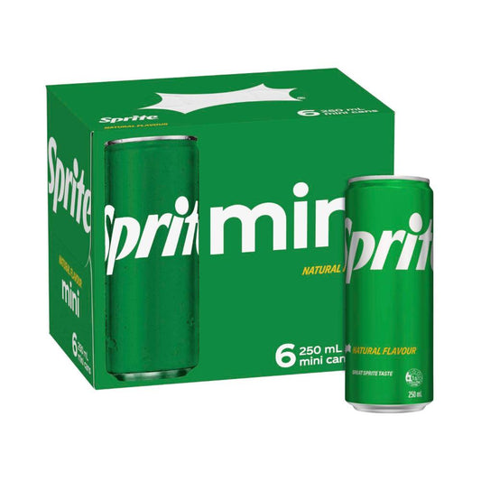 Sprite Lemonade Soft Drink Multipack Mini Cans 250ml - 6 Pack