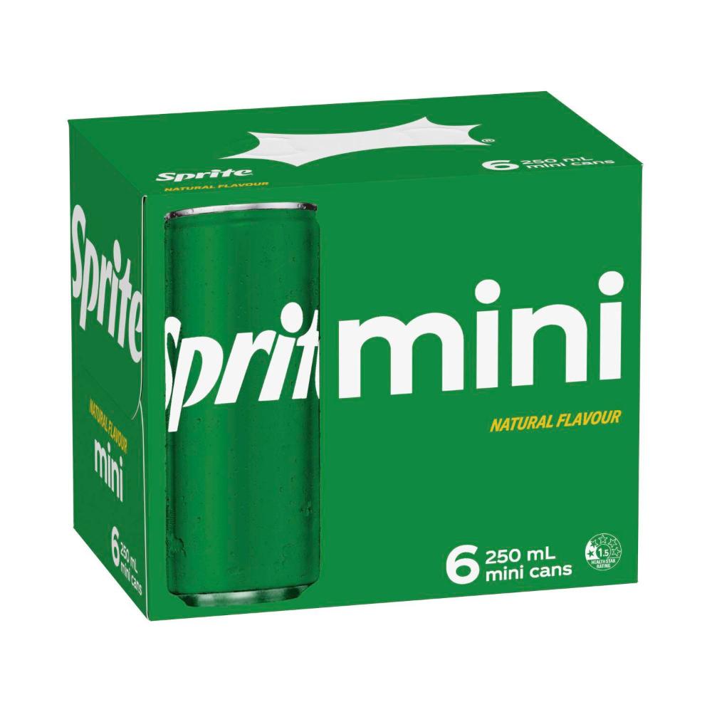 Sprite Lemonade Soft Drink Multipack Mini Cans 250ml - 6 Pack