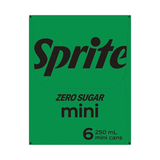 Sprite Zero Sugar Lemonade Soft Drink Multipack Mini Cans 250ml - 6 Pack