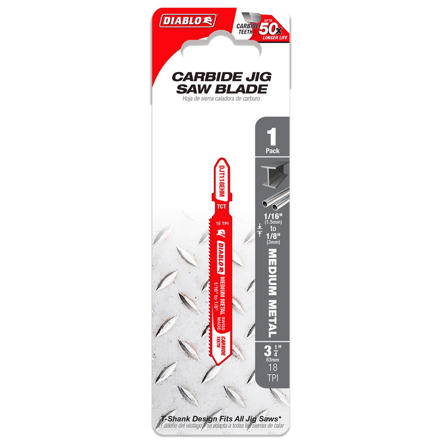 Diablo Carbide T Shank Jig Saw Blade - 83mm - 18 TPI