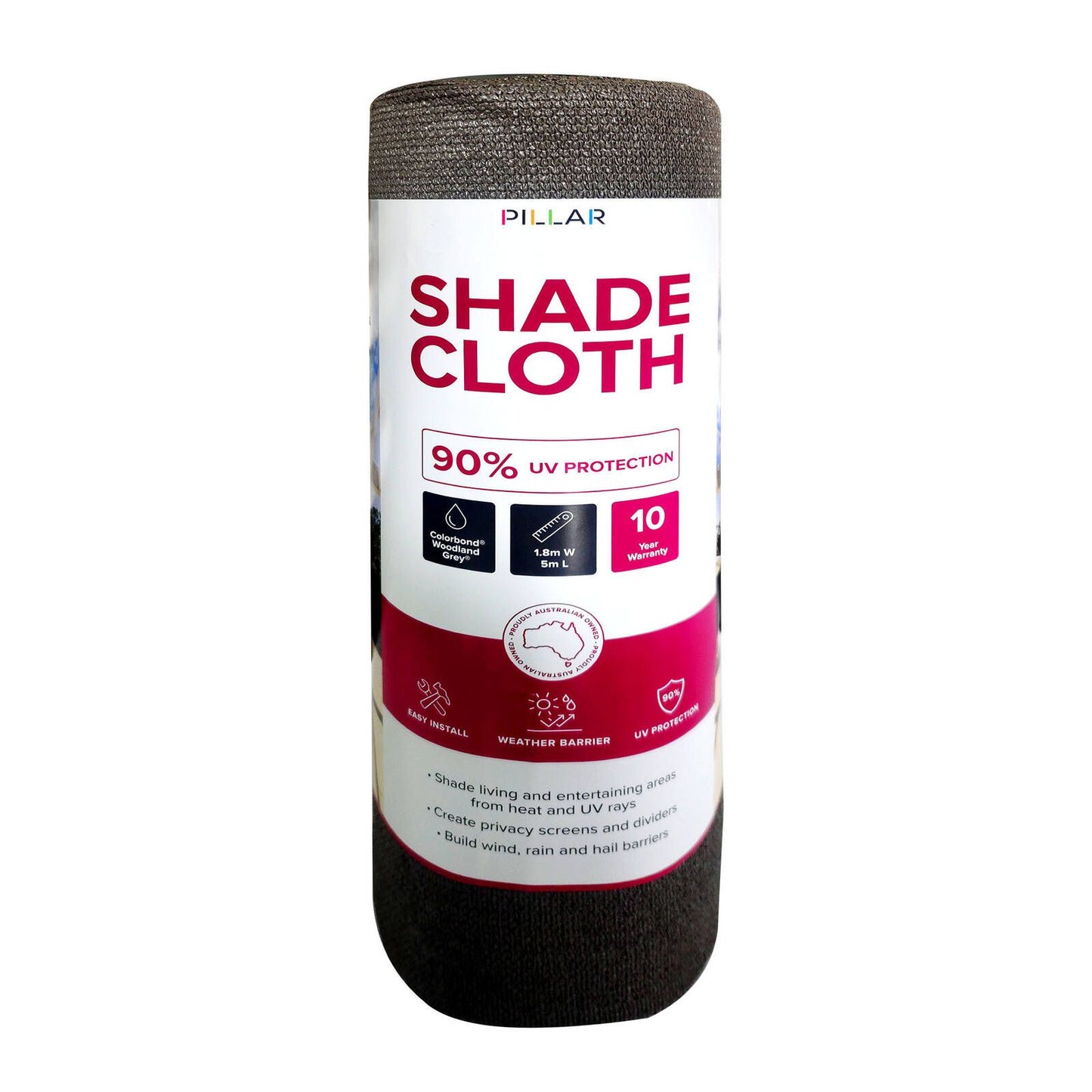 Pillar Shade Cloth - 83 x 10m - Woodland Grey - 90% UV