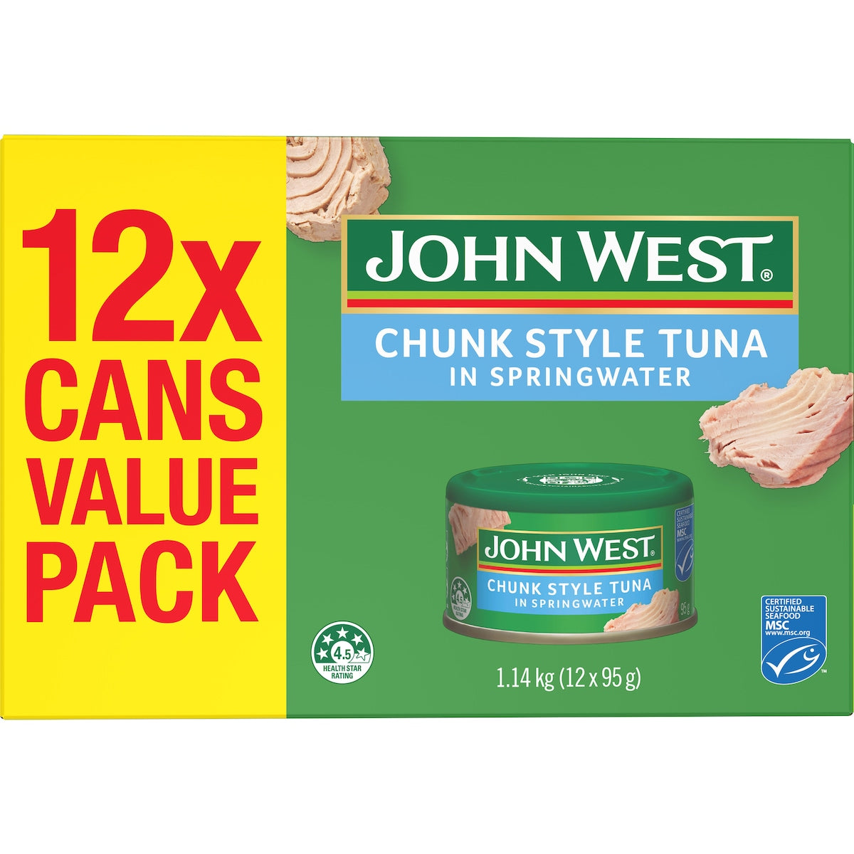 John West Tuna Chunks In Springwater Value 95g X 12 Pack