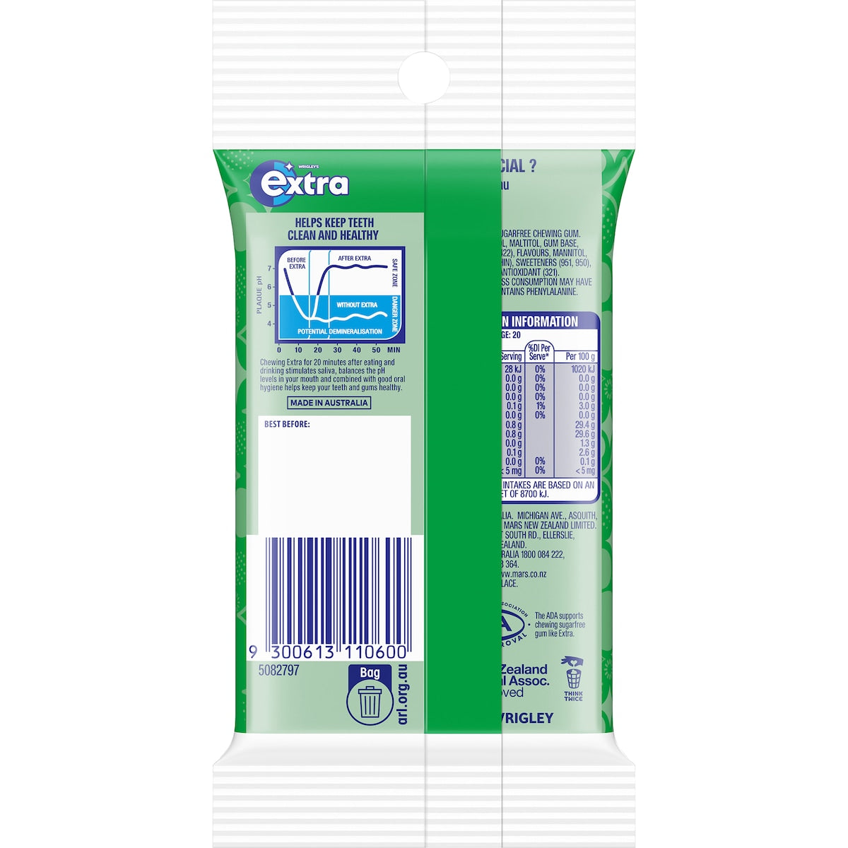 Extra Spearmint Sugar Free Chewing Gum 4 Pack