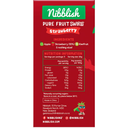 Nibblish Pure Fruit Swirls Strawberry 100g