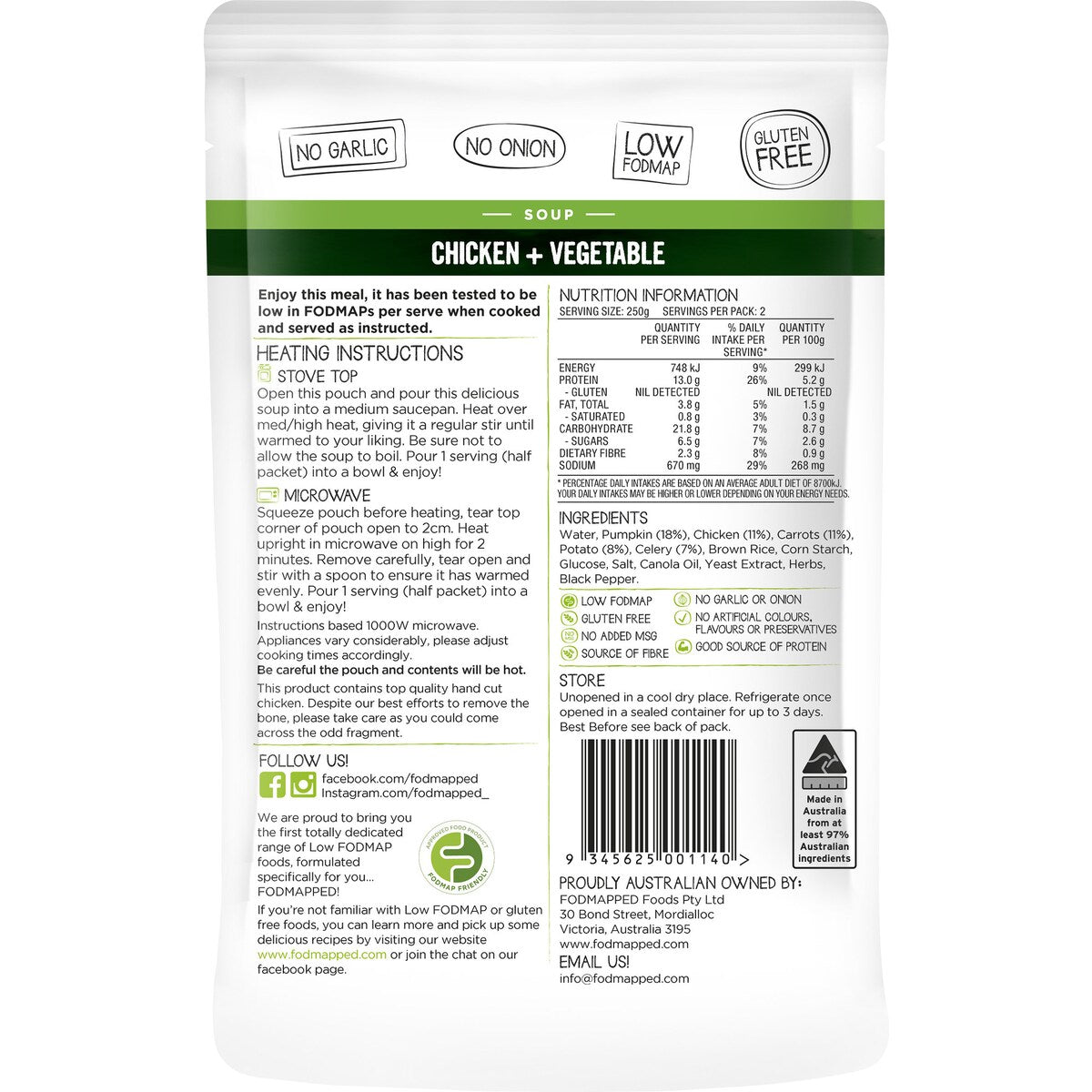 Fodmapped For You Chicken & Vegetable Soup 500g