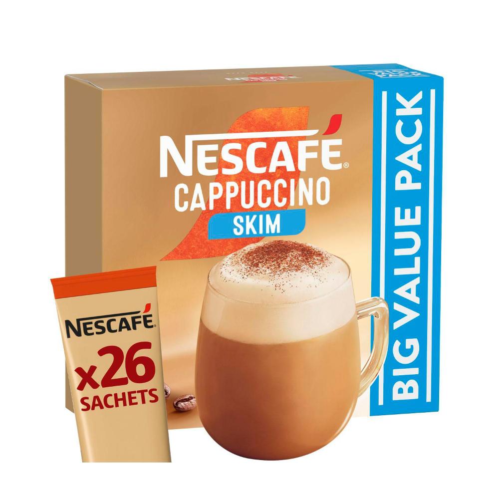 Nescafe Cappuccino Skim Coffee Sachets - 26 Pack
