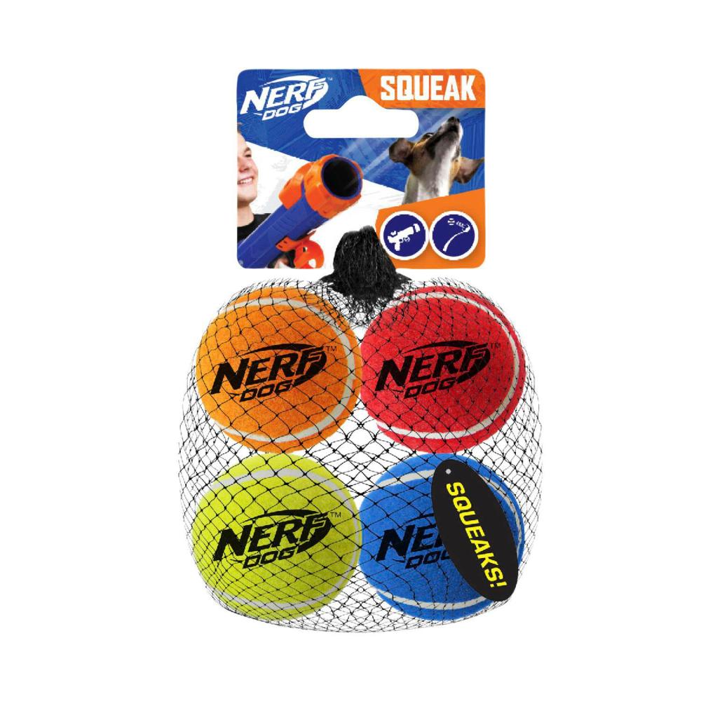 Nerf 2.5in Squeak Tennis Ball Dog Toy - 4 Pack