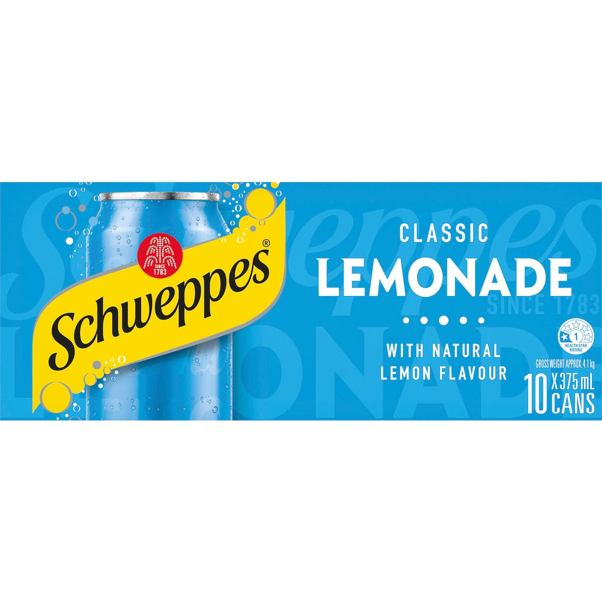 Schweppes Lemonade Soft Drink Cans 375ml X 10 Pack