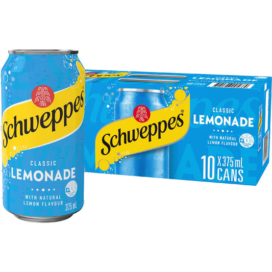 Schweppes Lemonade Soft Drink Cans 375ml X 10 Pack