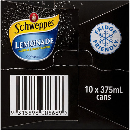 Schweppes Lemonade Soft Drink Cans 375ml X 10 Pack