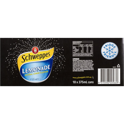 Schweppes Lemonade Soft Drink Cans Multipack 375mL x 10 pack