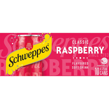 Schweppes Traditional Raspberry Soft Drink Cans 375ml X 10 Pack