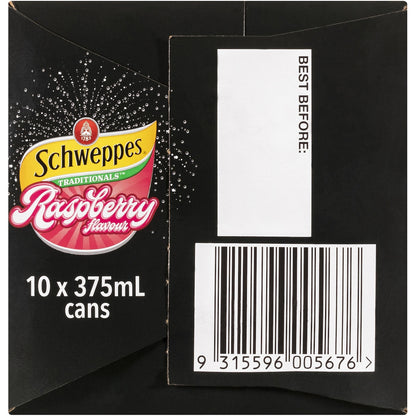 Schweppes Traditional Raspberry Soft Drink Cans 375ml X 10 Pack
