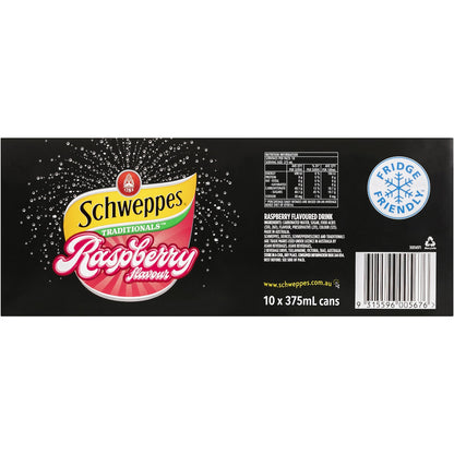 Schweppes Traditional Raspberry Soft Drink Cans 375ml X 10 Pack