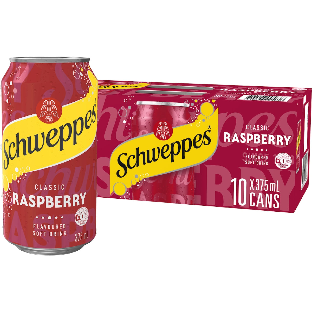 Schweppes Traditional Raspberry Soft Drink Cans 375ml X 10 Pack