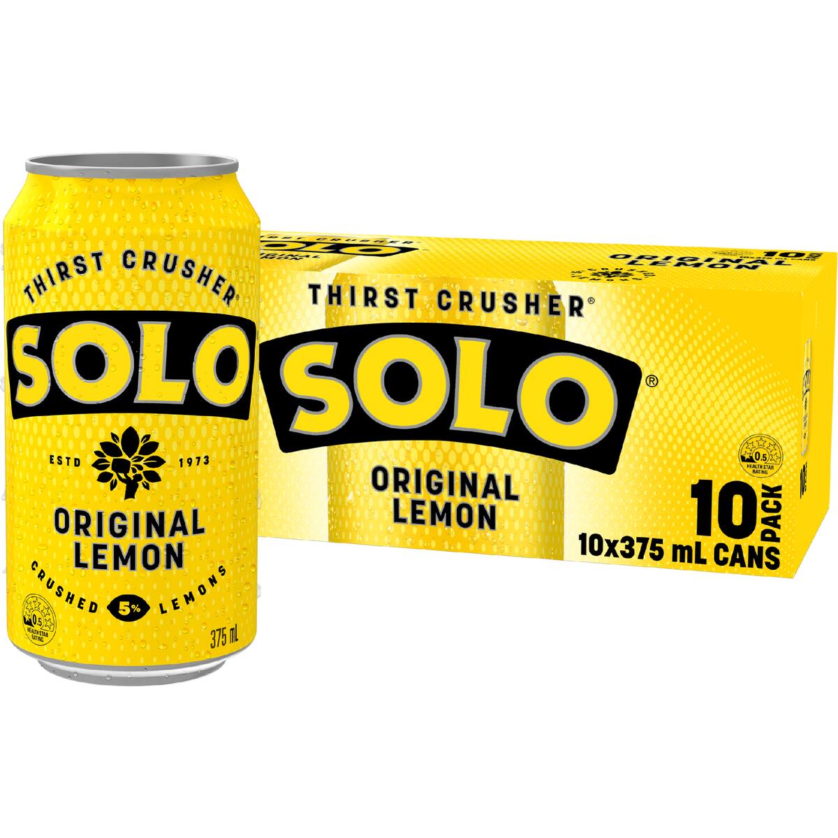 Solo Original Lemon Soft Drink Cans 375ml X 10 Pack