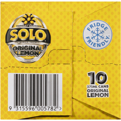 Solo Original Lemon Soft Drink Cans 375ml X 10 Pack