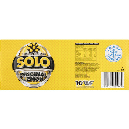 Solo Original Lemon Soft Drink Cans 375ml X 10 Pack
