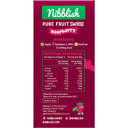 Nibblish Pure Fruit Swirls Raspberry 100g