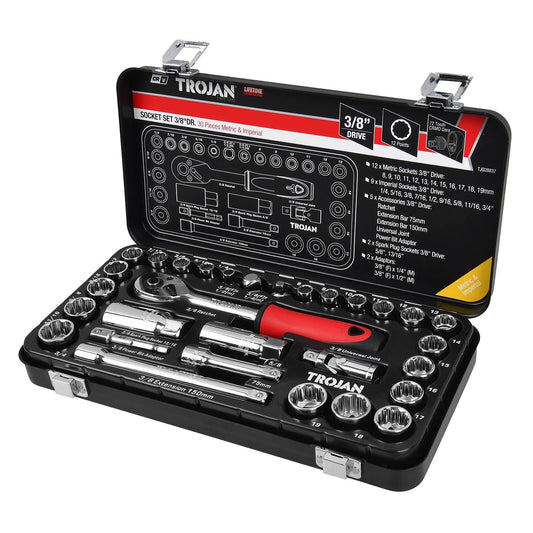 Trojan Socket Set - 30 Piece - 3/8" Drive