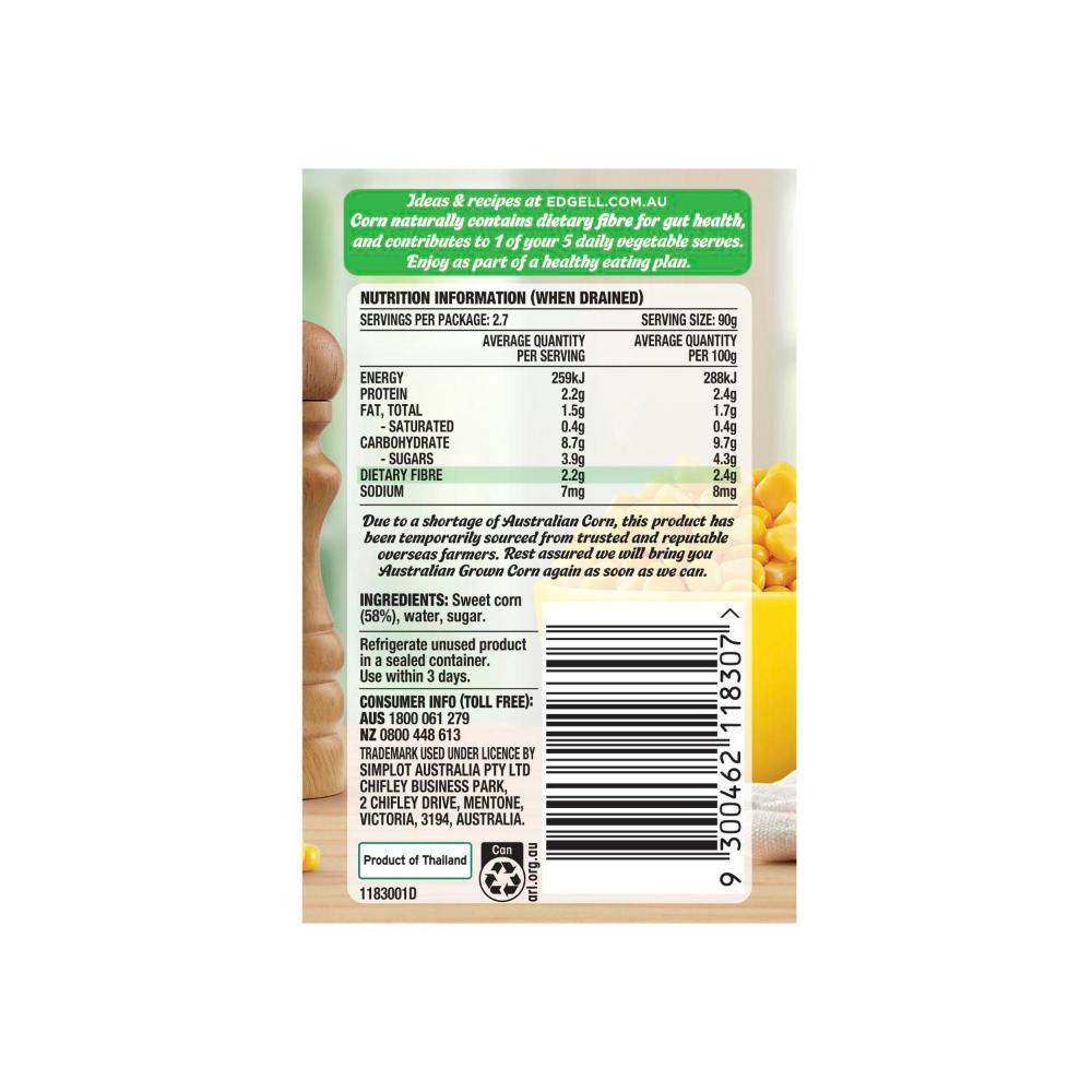Edgell Corn Kernels No Added Salt - 420g