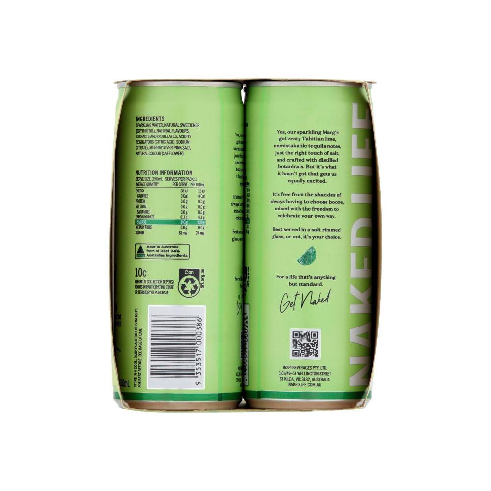 Naked Life Non-alcoholic Margarita Can 250ml - 4 Pack