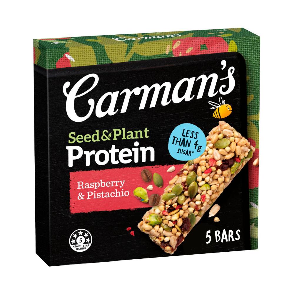 Carman's Plant Protein Bar Raspberry Pistachio 5 Pack - 150g