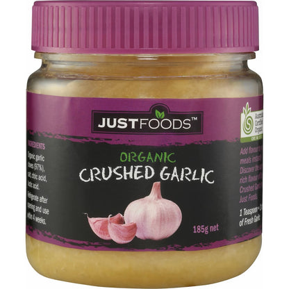 Justfoods Crushed Garlic Organic 185g