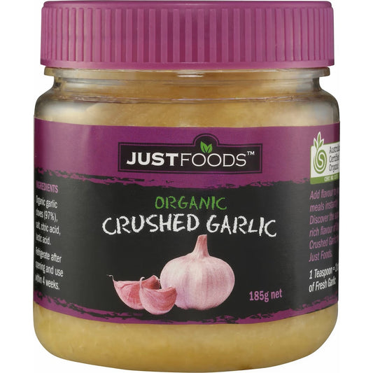 Justfoods Crushed Garlic Organic 185g