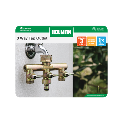 Holman 3 Way Metal Tap Outlet - 152 x 118 x 56mm