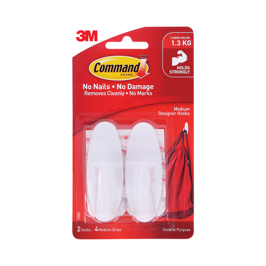 3M Command Medium Designer Hooks - 2 pack