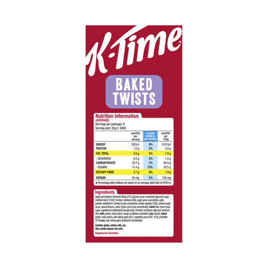 Kellogg's K-time Baked Apple Blueberry Twist 9 Pack - 315g