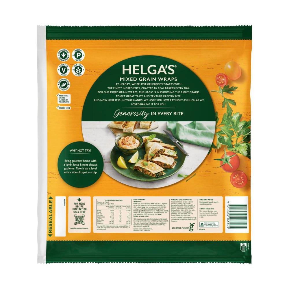 Helga's Mixed Grain Wraps 8 Pack - 508g