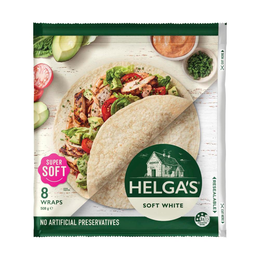 Helga's White Wraps 8 Pack - 508g