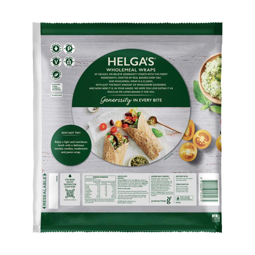 Helga's Wholemeal Wraps 8 pack - 508g